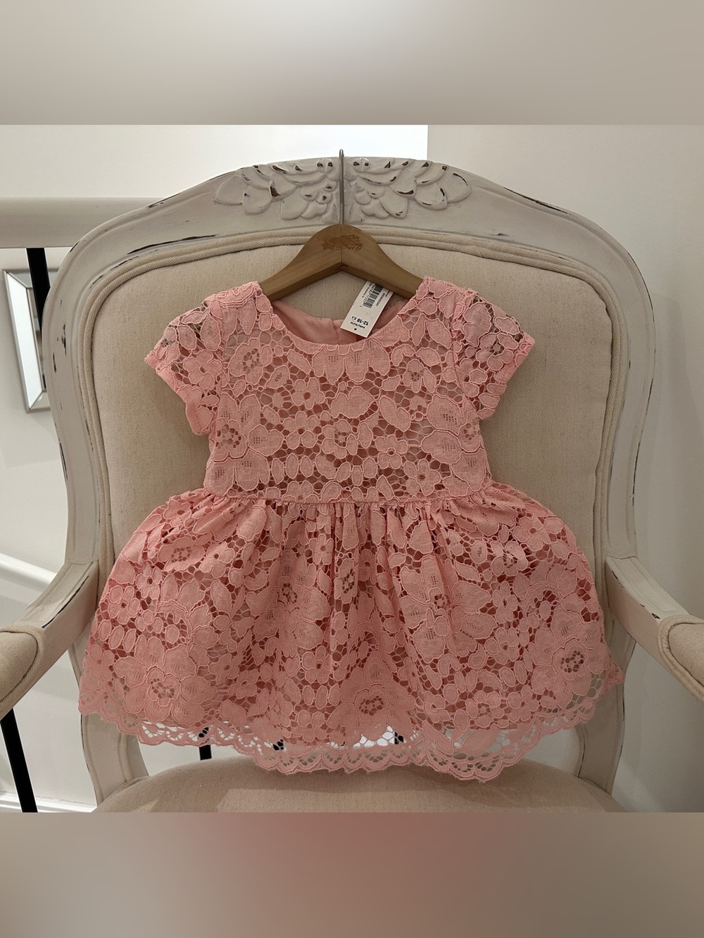 🤍 12~18 Mth Pink Lace Baby Girl Dress Fully Lined NWT